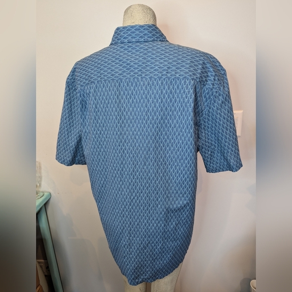 NWT Island shores linen blend short sleeve button up shirt, blue Size Large - Picture 8 of 10
